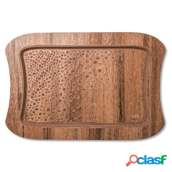 Vassoio in Legno rettangolare 48x38 cm con lavorazione ad