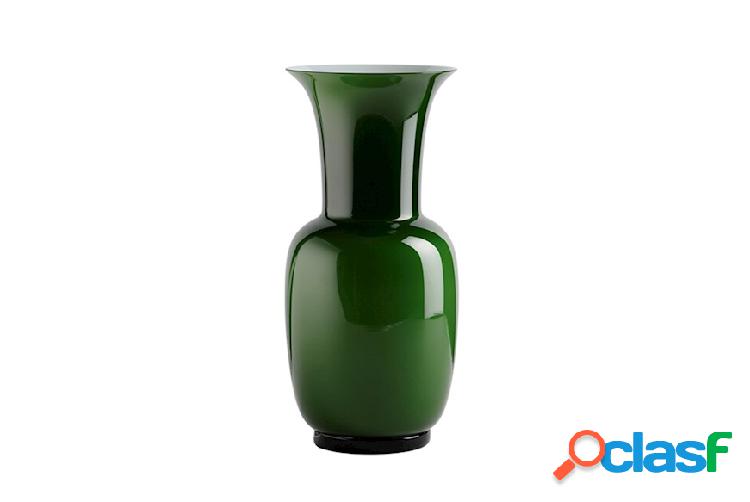 Venini Vaso Opalino vetro di Murano verde mela e lattimo