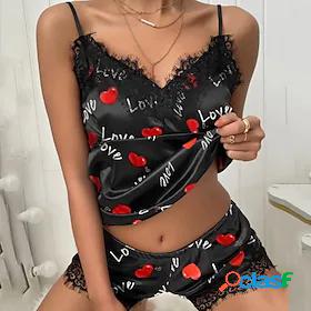 Womens 1 set Pajamas Sets Hot Gothic Fashion Heart Letter