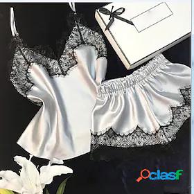 Womens 1 set Pajamas Sets Satin Casual Comfort Patchwork