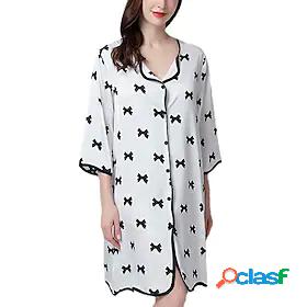 Womens 1pc Pajamas Nightgown Soft Bow Polyester Home Party