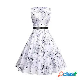 Womens A Line Dress Knee Length Dress White Sleeveless