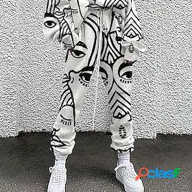 Womens Basic Soft Elastic Drawstring Design Print Sweatpants