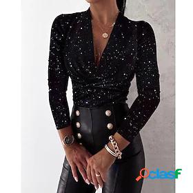 Womens Blouse Shirt Polka Dot Leopard Graphic Prints Long