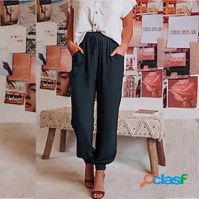 Womens Casual Drawstring Patchwork Active Tapered pants Full