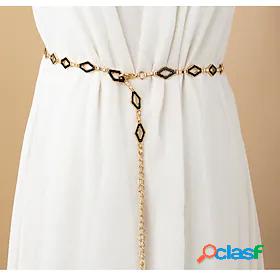 Womens Chain Gold Black Street Daily Dress Belt Solid