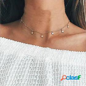Womens Choker Necklace Floating Star Dainty Ladies Simple