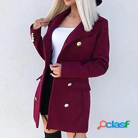 Womens Coat Fall Daily Long Coat Warm Regular Fit Casual St.