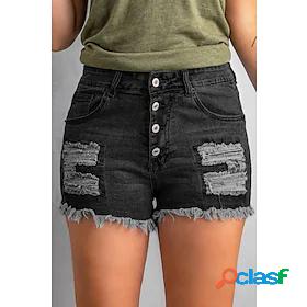 Womens Fashion Side Pockets Cut Out Jeans Shorts Short Pants