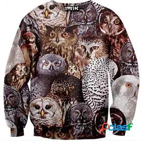 Womens Graphic 3D Owl Pullover Sweatshirt Print 3D Print