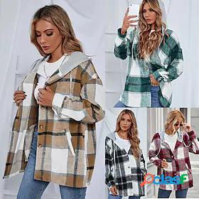 Womens Hoodied Jacket Blouse Splice Warm Ups Multi Color