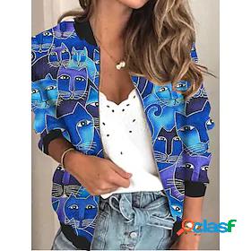 Womens Jacket Fall Spring Daily Holiday Regular Coat V Neck