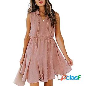 Womens Knee Length Dress A Line Dress Blushing Pink Sky Blue