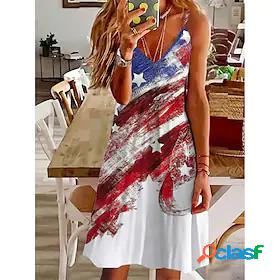 Womens Knee Length Dress A Line Dress White Sleeveless