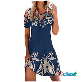 Womens Knee Length Dress Shift Dress Black Navy Blue Short