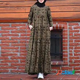 Womens Maxi long Dress A Line Dress Army Green Light Brown