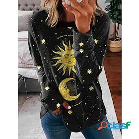 Womens Moon Galaxy Star Print Sweatshirt Pullover Print 3D