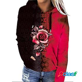 Womens Rose Hoodie Pullover Hoodie Sweatshirt Print 3D Print