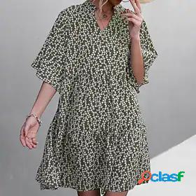 Womens Short Mini Dress A Line Dress Black Dark Green Brown