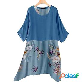 Womens Short Mini Dress Two Piece Dress Blue Short Sleeve