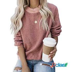 Womens Solid Color Pullover Oversized Casual Sports Weekend