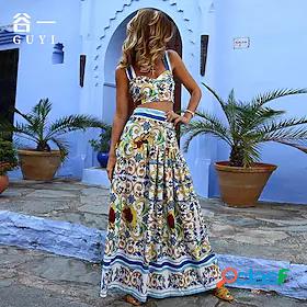 Womens Streetwear Floral Casual Holiday Two Piece Set Strap