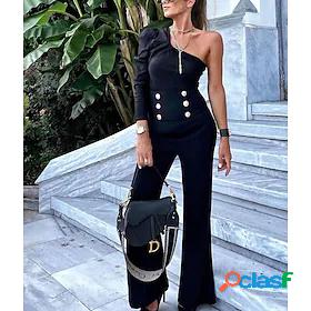 Womens Streetwear Plain Daily Wear Office Two Piece Set One
