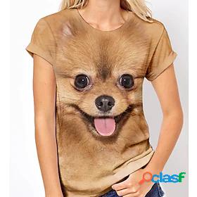 Womens T shirt 3D Printed Dog 3D Animal Round Neck Print