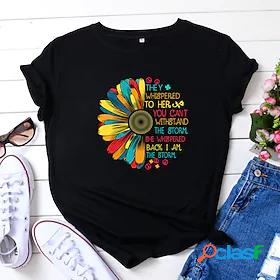 Womens T shirt Basic Print Basic Flower / Floral T-shirt