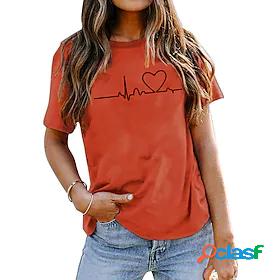 Womens T shirt Basic Print Basic Flower / Floral T-shirt