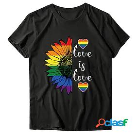 Womens T shirt Floral Theme LGBT Pride Painting Rainbow