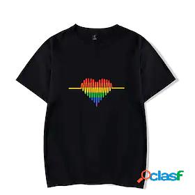 Womens T shirt LGBT Pride Painting Rainbow Heart Round Neck