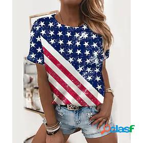 Womens T shirt Painting Striped American Flag National Flag