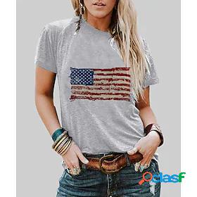 Women's T shirt Painting USA American Flag Stars and Stripes