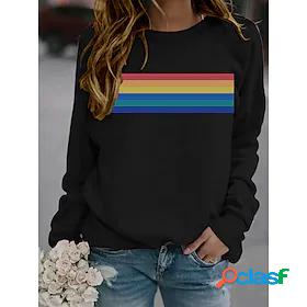 Womens T shirt Rainbow Graphic Round Neck Basic Casual Tops