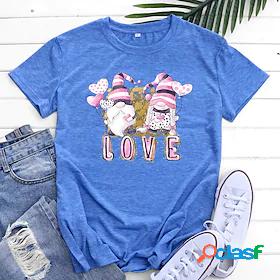 Women's T shirt Valentine's Day Couple Graphic Letter Round