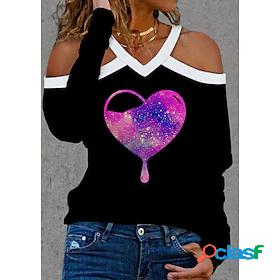 Womens T shirt Valentines Day Couple Heart V Neck Print