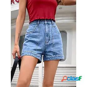 Women's Trousers Pocket Jeans Short Pants Inelastic Work