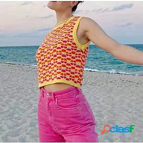 Womens Vest Plaid Check Pattern Knitted Stylish Basic Casual