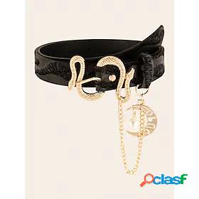 Womens Waist Belt Black and White Black Party Street
