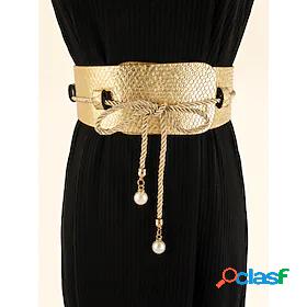 Womens Wide Belt Gold Party Wedding Street Daily Belt Pure