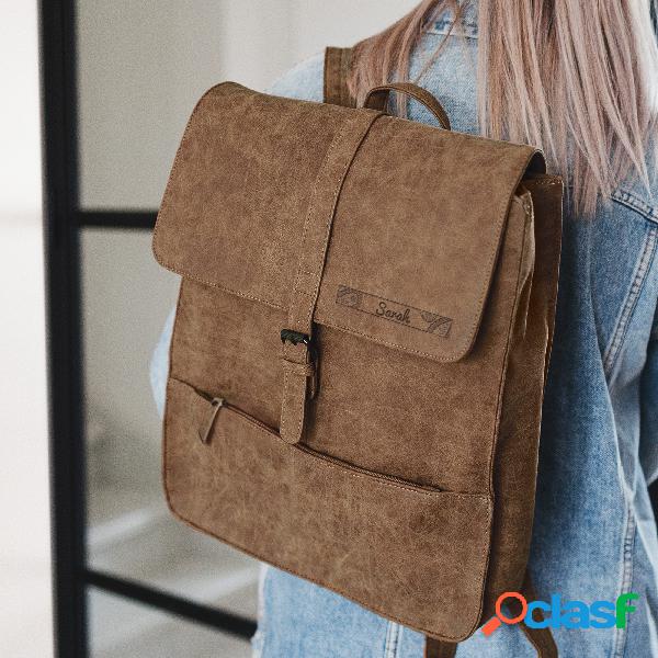 Zaino in Pelle Personalizzato - Grande - Con Nome Inciso