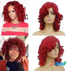capelli ricci rossi frangia delle donne parrucca 14 pollici