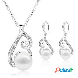 set di gioielli placcato oro collana con ciondolo di perle