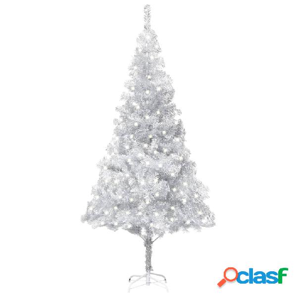 vidaXL Albero di Natale Artificiale LED e Supporto Argento