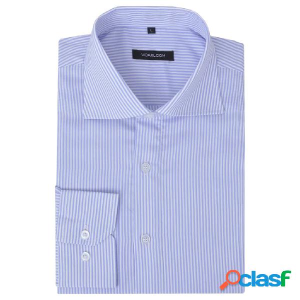 vidaXL Camicia Uomo Business Bianca e Azzurra a Righe Taglia