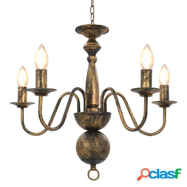 vidaXL Candelabro Stile Anticato Nero 5 Lampadine E14