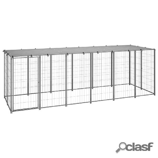 vidaXL Canile Recinto per Cani Argento 330x110x110 cm in