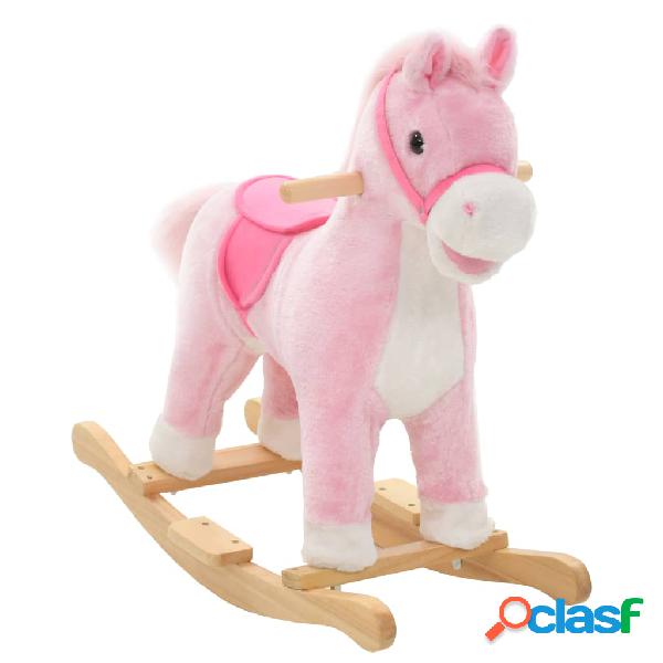 vidaXL Cavallo a Dondolo Peluche 65x32x58 cm Rosa