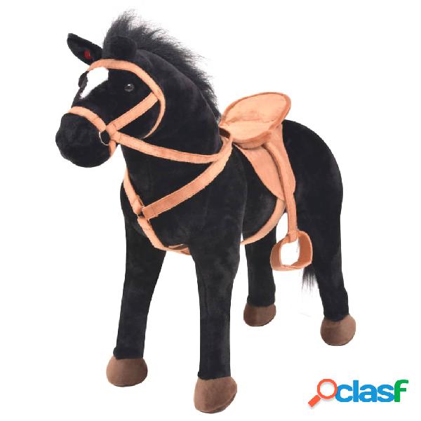 vidaXL Cavallo in Piedi Giocattolo Peluche Nero